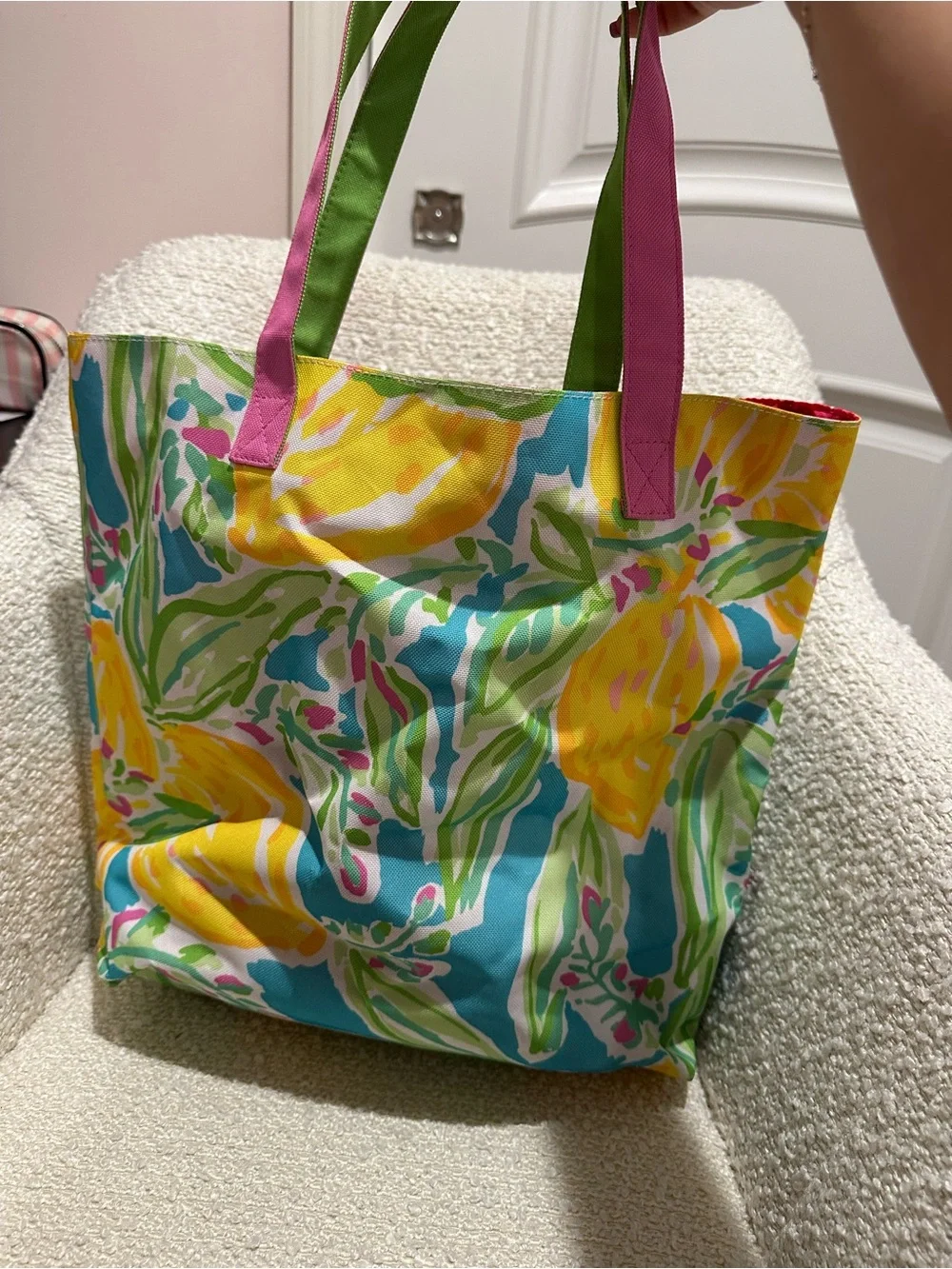 Lilly Pulitzer Lemon Floral Canvas Tote and Cosmetic Bag